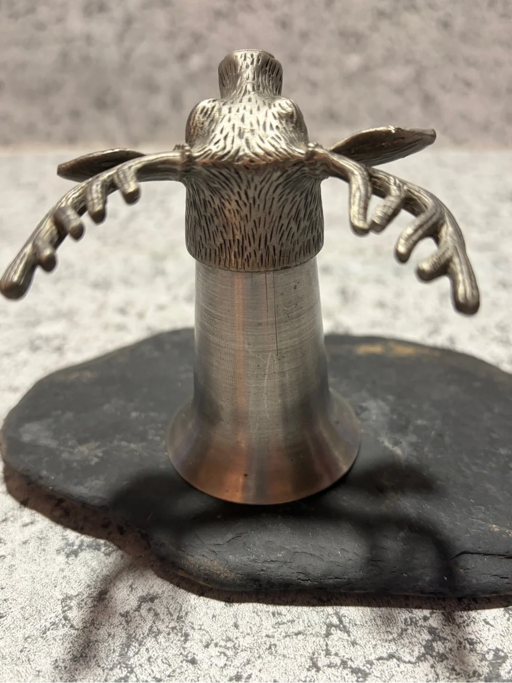 Vintage Jägermeister Pewter and Stainless Steel Stag Head Shot Glass and Jigger